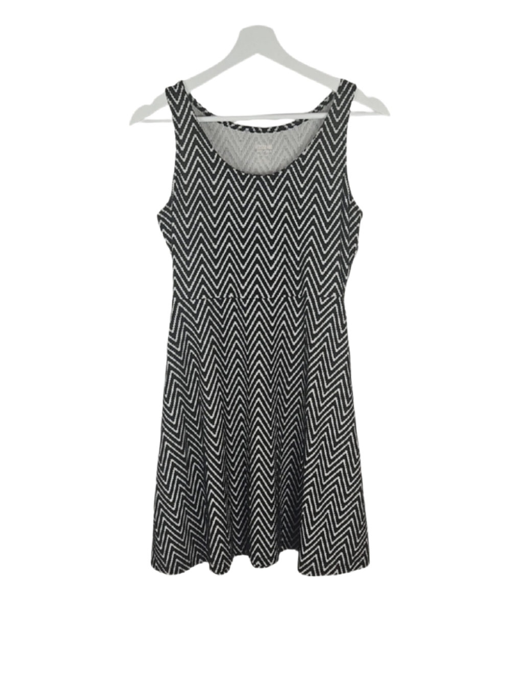 Y2K Retro Mossimo Chevron Pront A-Line Mini Dress Black White Women's S Petite